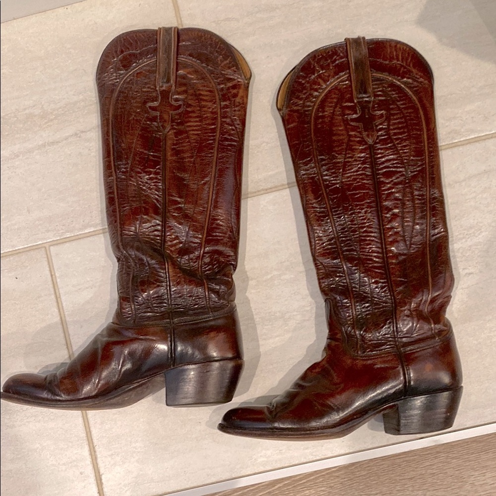 Brown Lucchese San Antonio Leather Heeled Boots